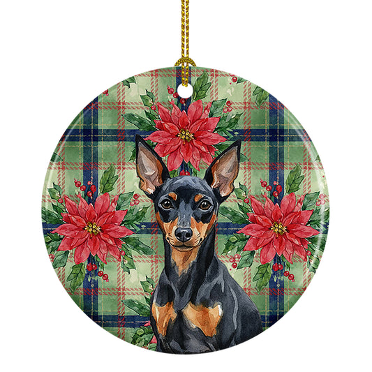 Buy this Black and Tan Miniature Pinscher Christmas PoinsettIas Ceramic Ornament