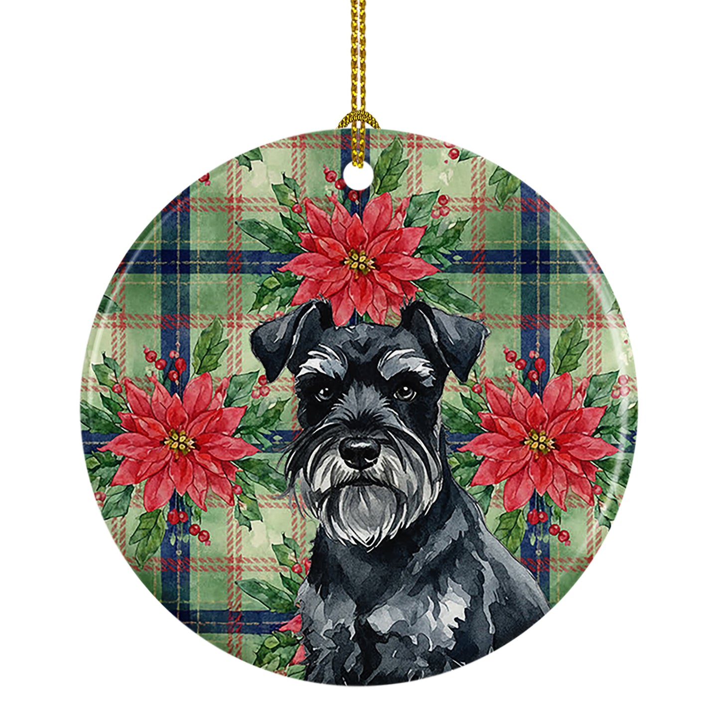Buy this Black Miniature Schnauzer Christmas PoinsettIas Ceramic Ornament
