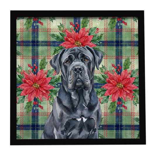 Buy this Black Neapolitan Mastiff Christmas PoinsettIas Framed Metal Print