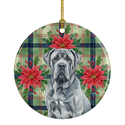 Buy this Blue Neapolitan Mastiff Christmas PoinsettIas Ceramic Ornament