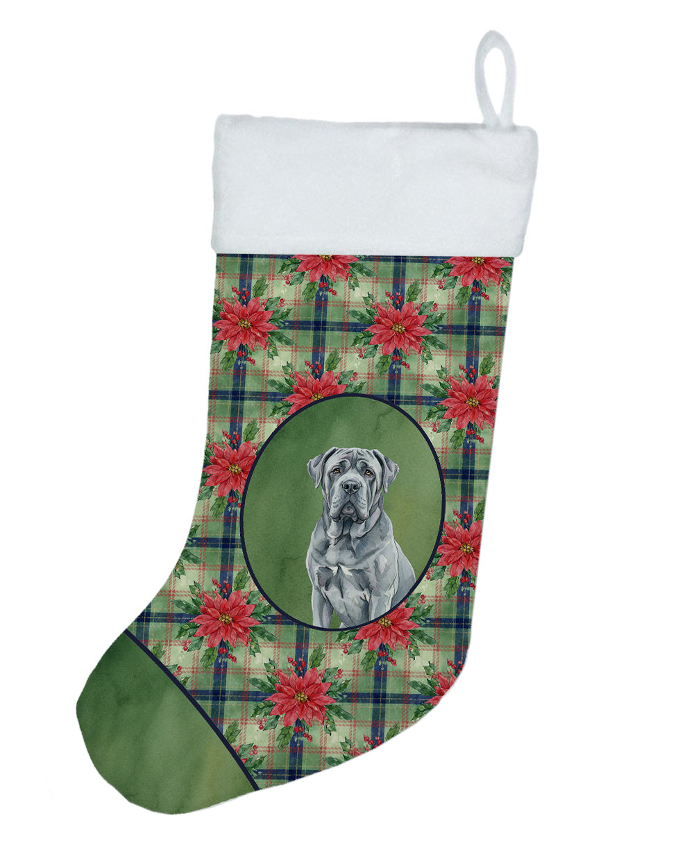 Buy this Blue Neapolitan Mastiff Christmas PoinsettIas Holiday Stocking