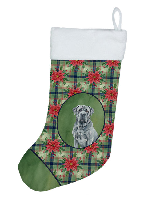 Buy this Blue Neapolitan Mastiff Christmas PoinsettIas Holiday Stocking