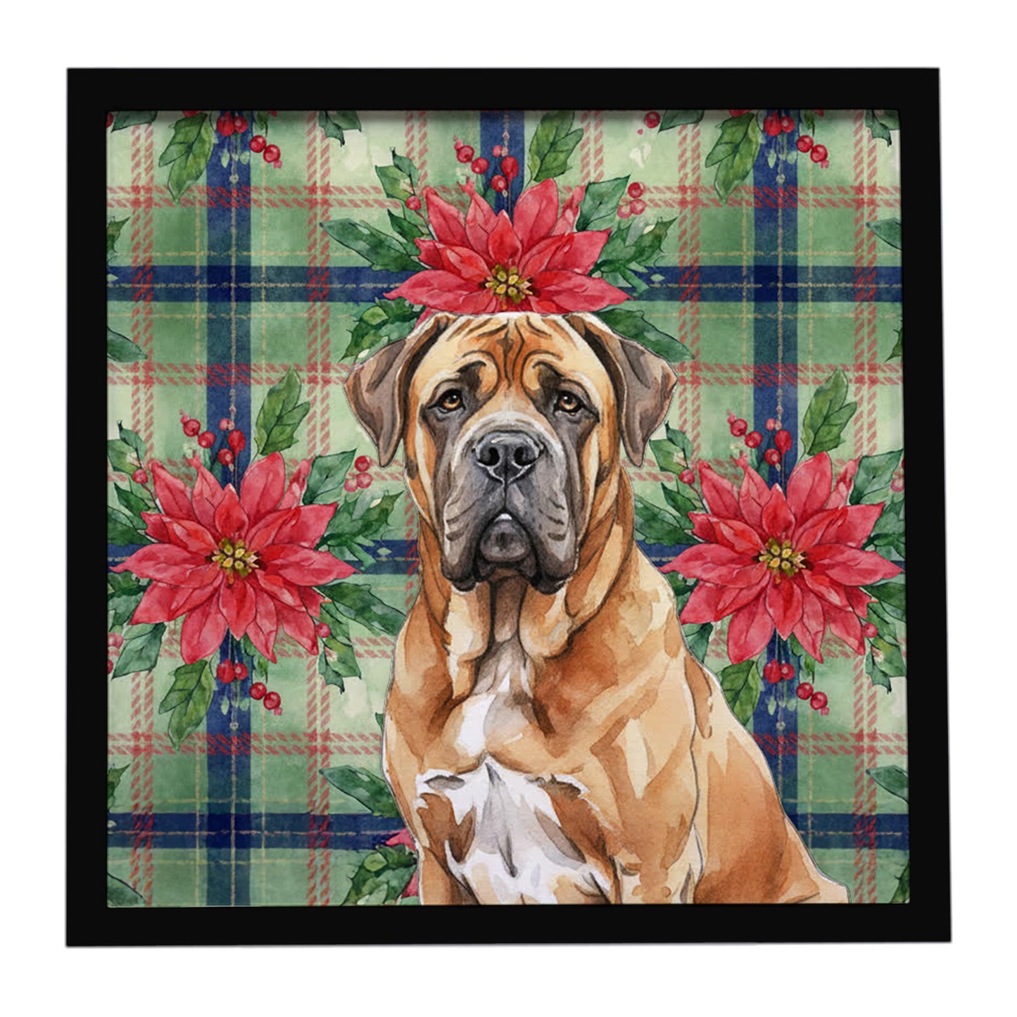 Buy this Neapolitan Mastiff Christmas PoinsettIas Framed Metal Print