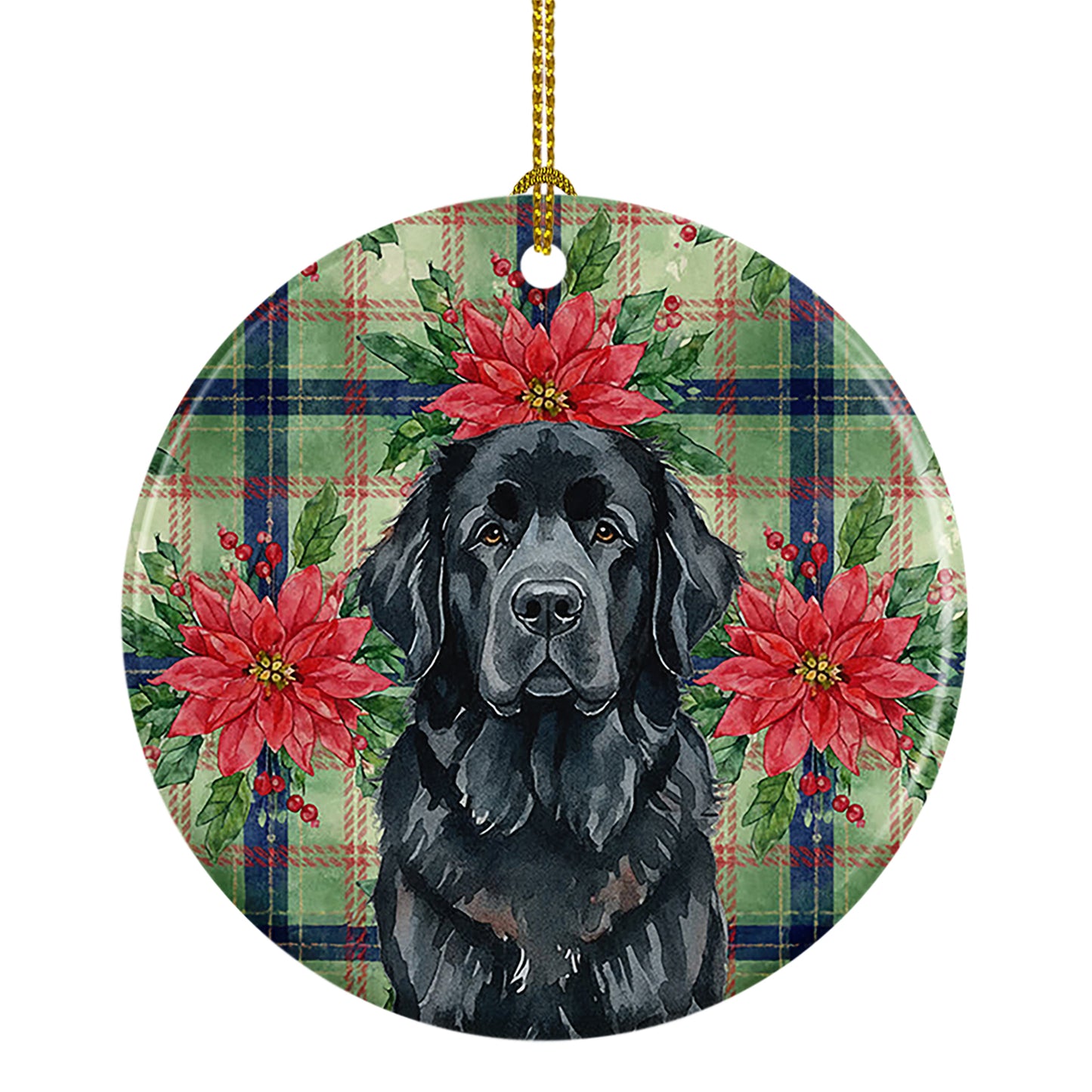 Buy this Black Newfoundland Christmas PoinsettIas Ceramic Ornament