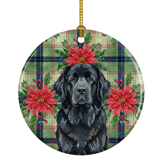 Buy this Black Newfoundland Christmas PoinsettIas Ceramic Ornament