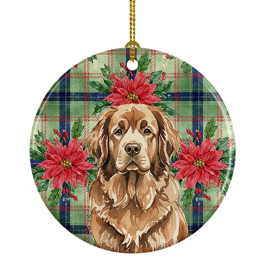 Buy this Brown Newfoundland Christmas PoinsettIas Ceramic Ornament