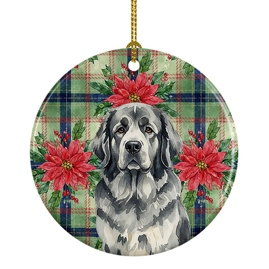 Buy this Gray Newfoundland Christmas PoinsettIas Ceramic Ornament