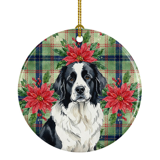 Buy this Landseer Newfoundland Christmas PoinsettIas Ceramic Ornament