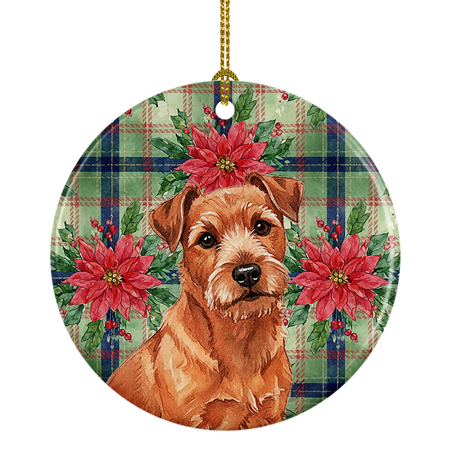 Buy this Red Norfolk Terrier Christmas PoinsettIas Ceramic Ornament
