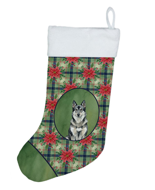 Buy this Norwegian Elkhound Christmas PoinsettIas Holiday Stocking