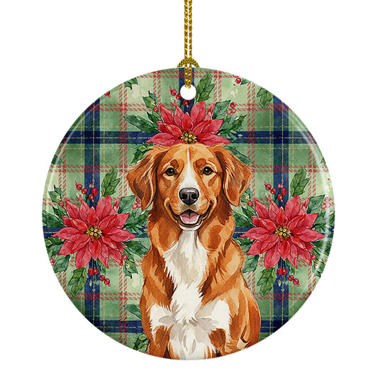 Buy this Orange Nova Scotia Duck Tolling Retriever Christmas PoinsettIas Ceramic Ornament