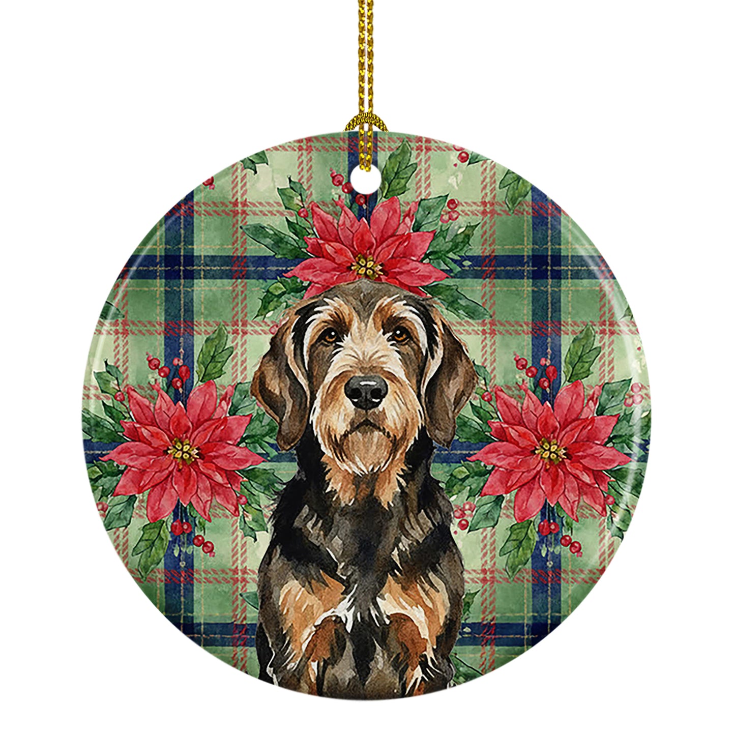 Buy this Black and Tan Otterhound Christmas PoinsettIas Ceramic Ornament