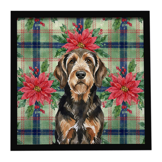 Buy this Black and Tan Otterhound Christmas PoinsettIas Framed Metal Print