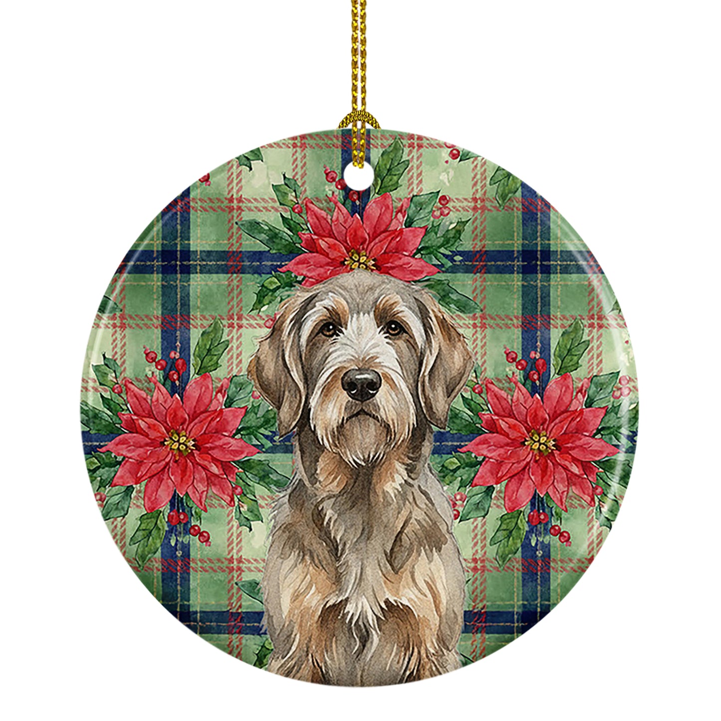 Buy this Grizzle and Tan Otterhound Christmas PoinsettIas Ceramic Ornament