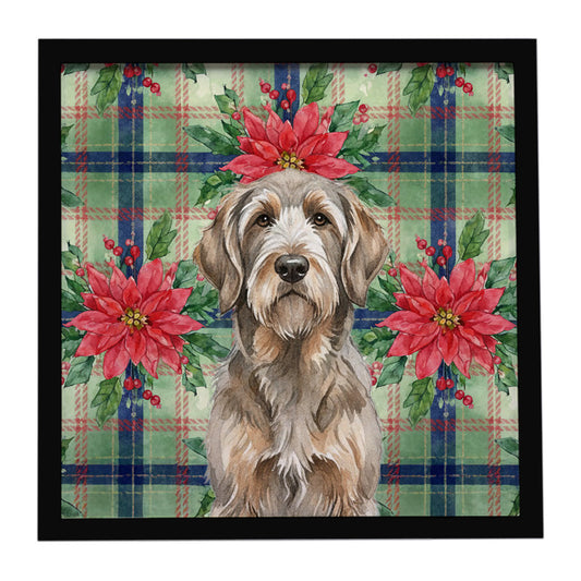 Buy this Grizzle and Tan Otterhound Christmas PoinsettIas Framed Metal Print