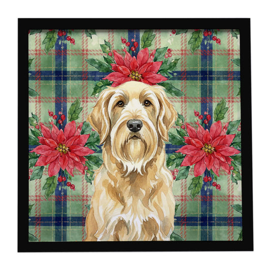 Buy this Wheaten and Tan Otterhound Christmas PoinsettIas Framed Metal Print