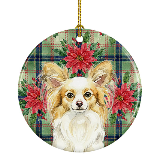 Buy this Lemon and White Papillon Christmas PoinsettIas Ceramic Ornament