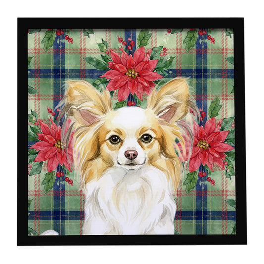 Buy this Lemon and White Papillon Christmas PoinsettIas Framed Metal Print