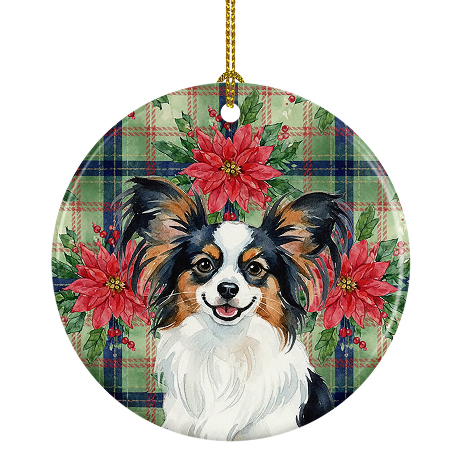 Buy this Tricoilor Papillon Christmas PoinsettIas Ceramic Ornament