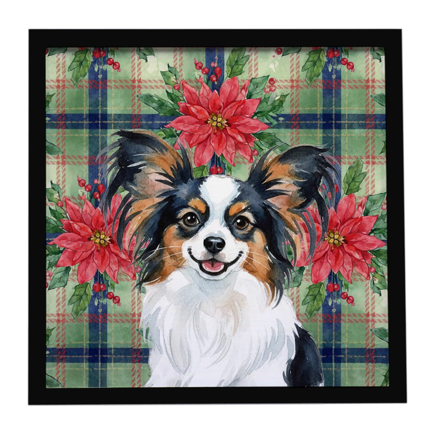 Buy this Tricoilor Papillon Christmas PoinsettIas Framed Metal Print