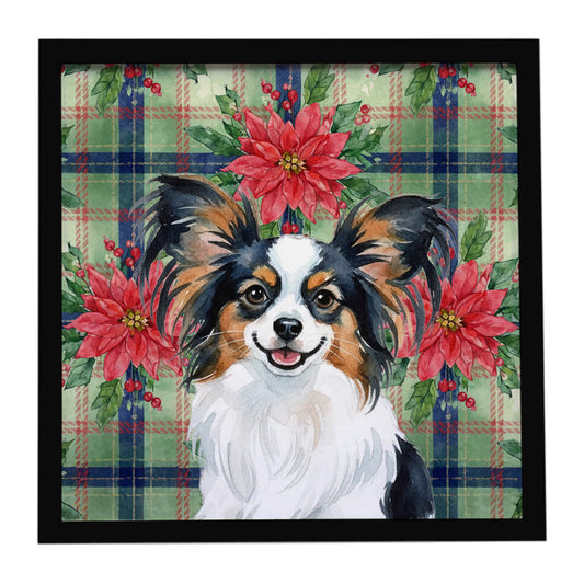 Buy this Tricoilor Papillon Christmas PoinsettIas Framed Metal Print
