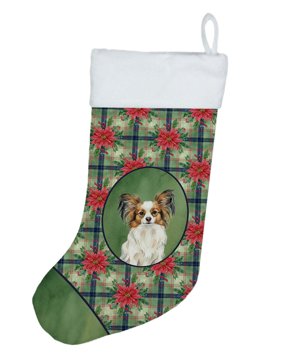Buy this White with Sable Papillon Christmas PoinsettIas Holiday Stocking