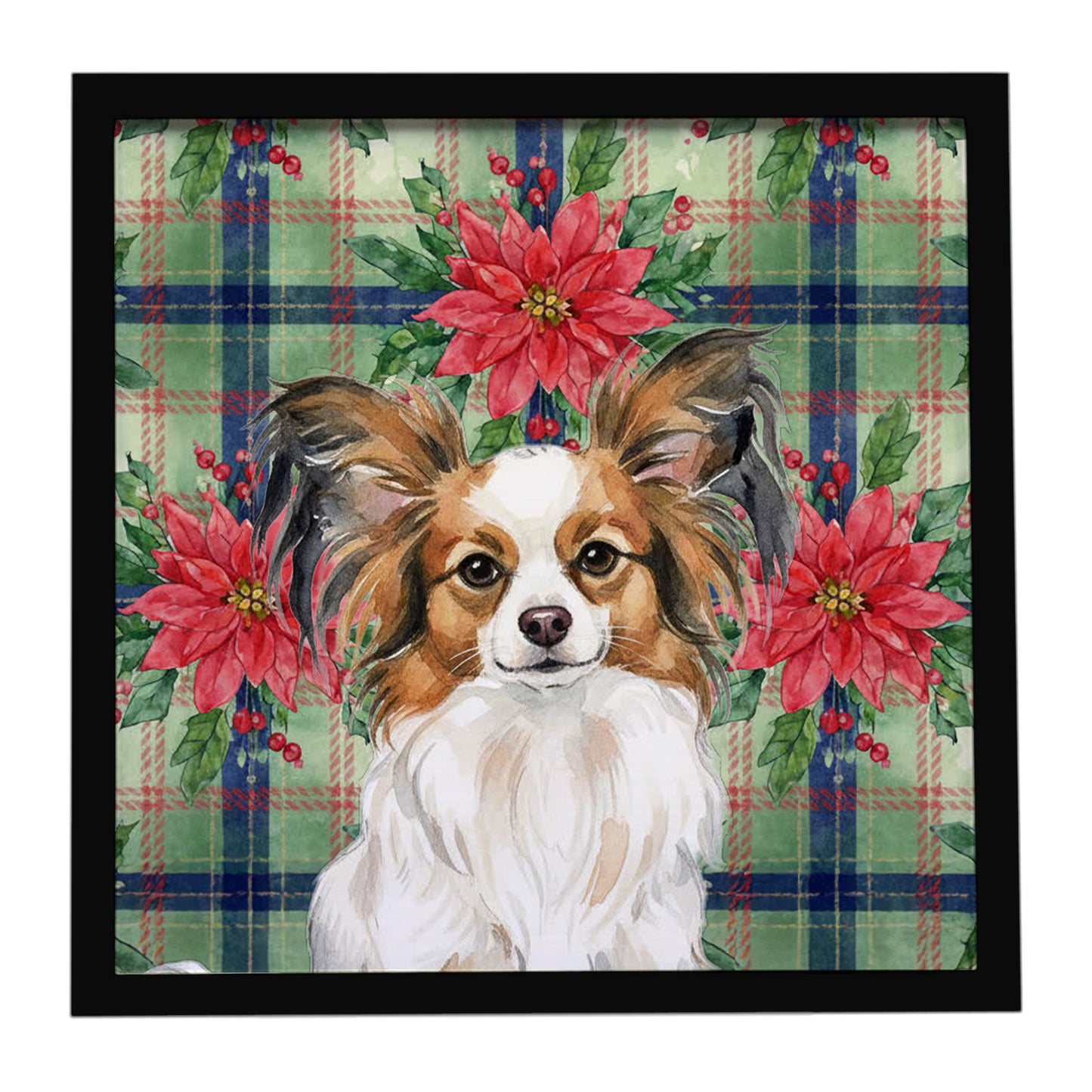 Buy this White with Sable Papillon Christmas PoinsettIas Framed Metal Print