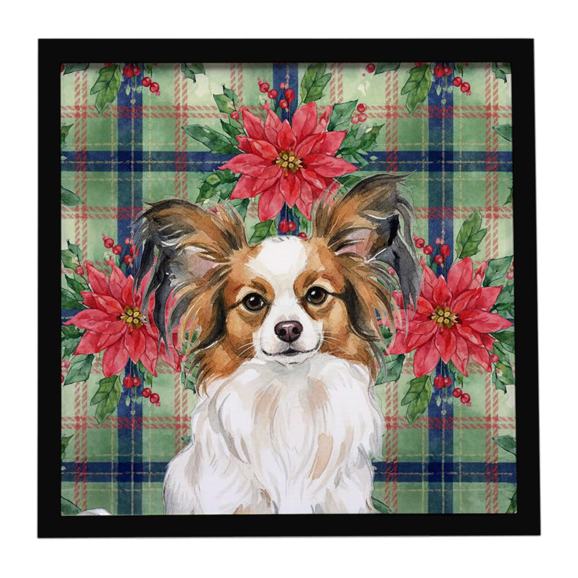 Buy this White with Sable Papillon Christmas PoinsettIas Framed Metal Print
