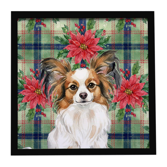 Buy this White with Sable Papillon Christmas PoinsettIas Framed Metal Print