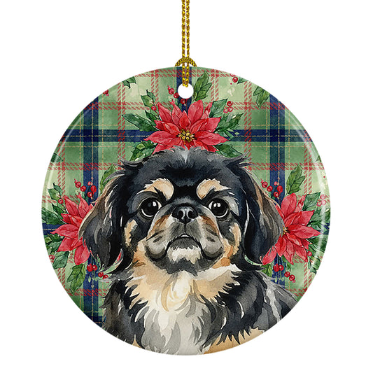 Buy this Black and Tan Pekingese Christmas PoinsettIas Ceramic Ornament