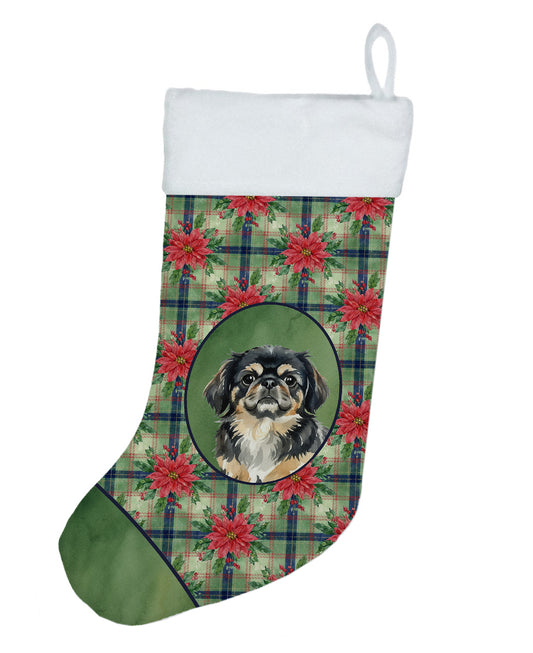 Buy this Black and Tan Pekingese Christmas PoinsettIas Holiday Stocking