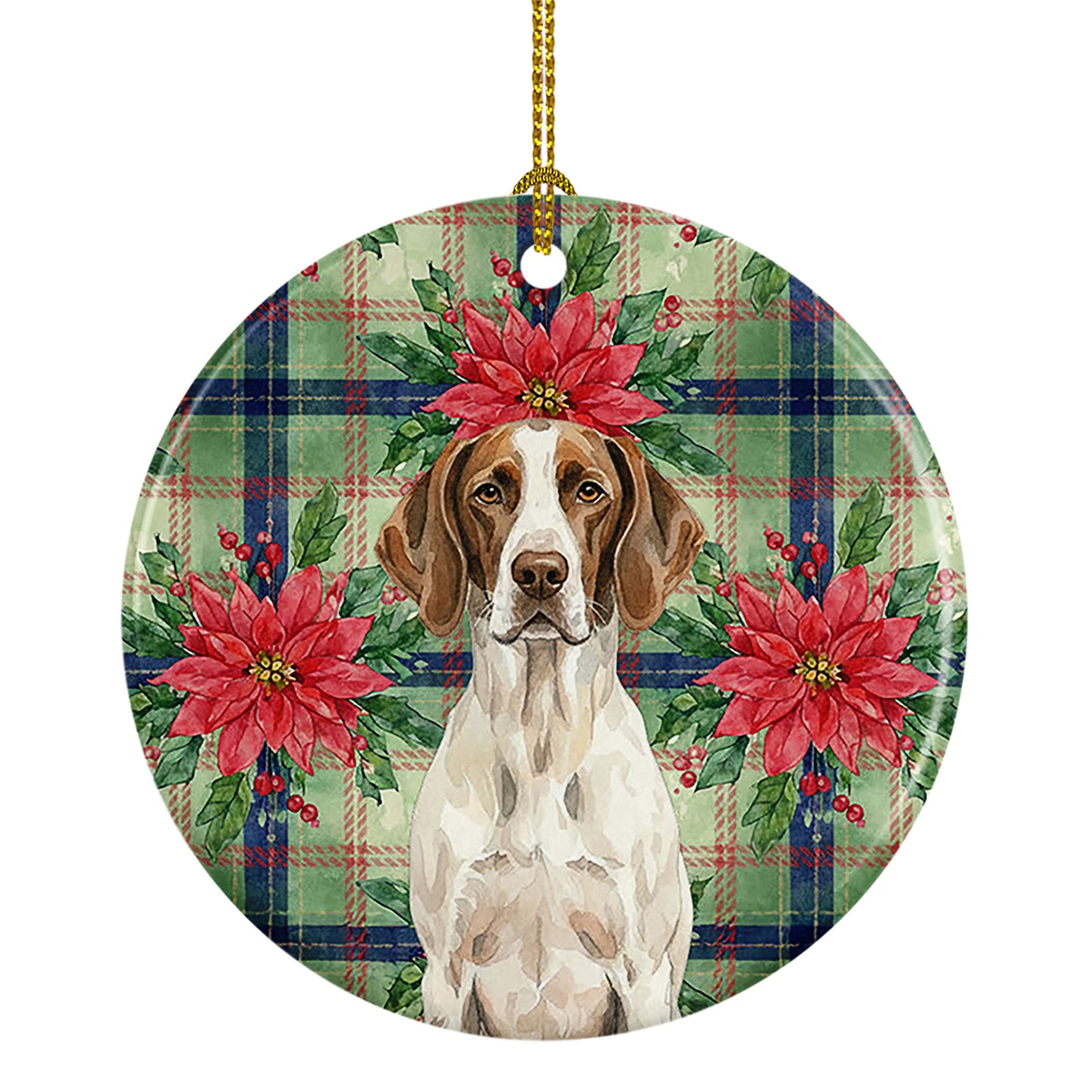 Buy this Liver and White Pointer Christmas PoinsettIas Ceramic Ornament