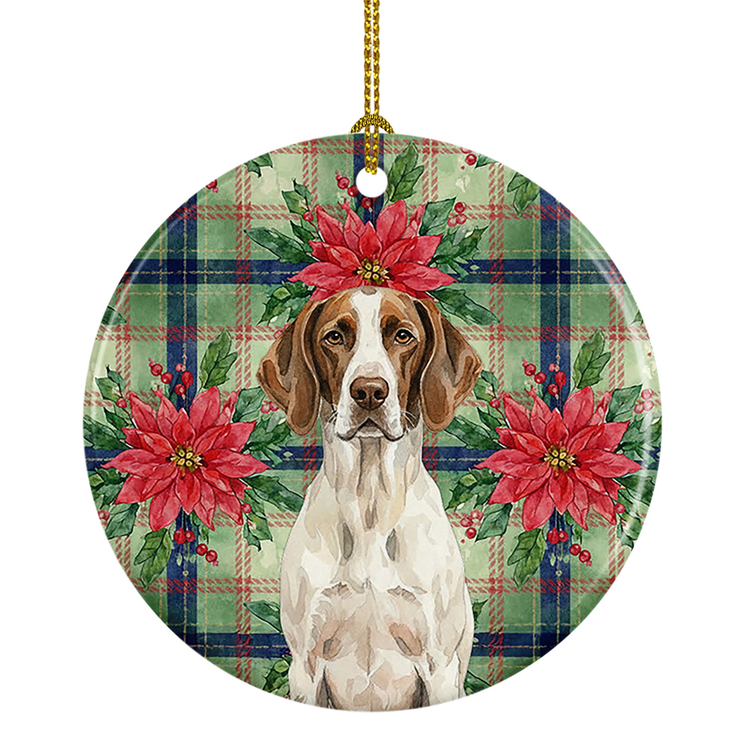 Buy this Liver and White Pointer Christmas PoinsettIas Ceramic Ornament