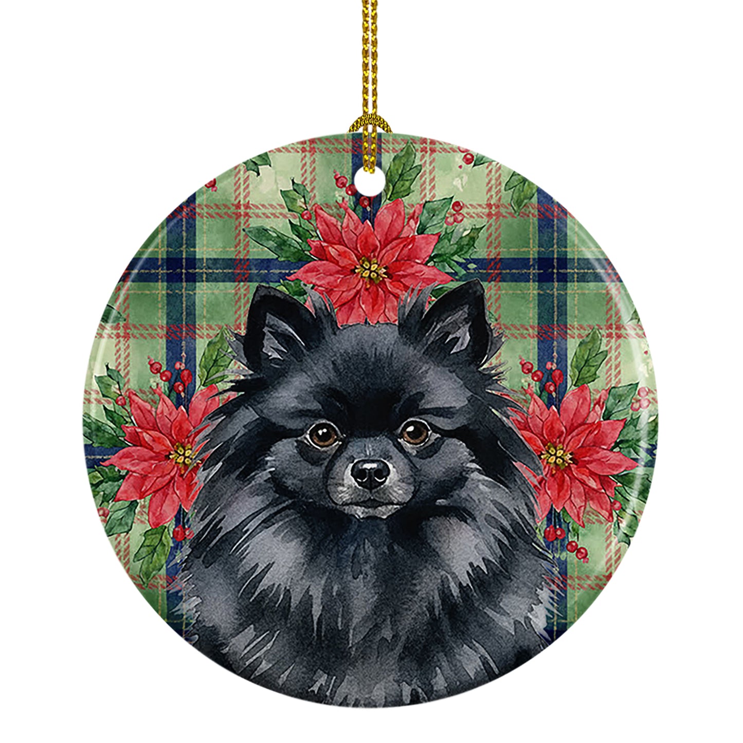 Buy this Black Pomeranian Christmas PoinsettIas Ceramic Ornament