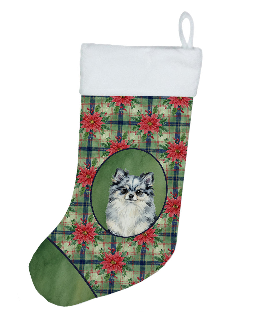 Buy this Blue Merle Pomeranian Christmas PoinsettIas Holiday Stocking