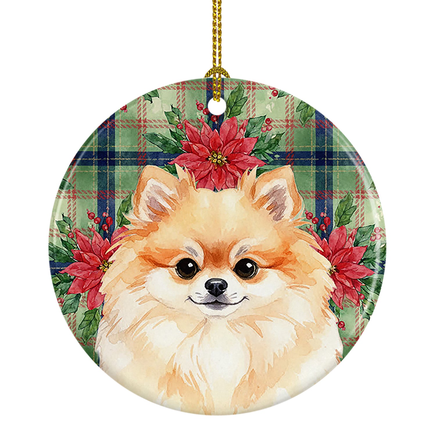 Buy this Pomeranian Christmas PoinsettIas Ceramic Ornament