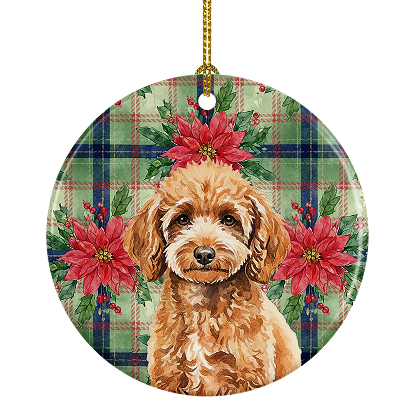 Buy this Miniature Apricot Poodle Christmas PoinsettIas Ceramic Ornament