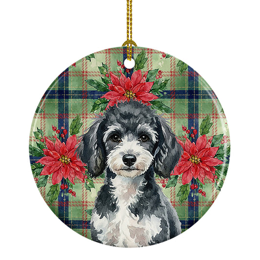 Buy this Miniature Parti Poodle Christmas PoinsettIas Ceramic Ornament
