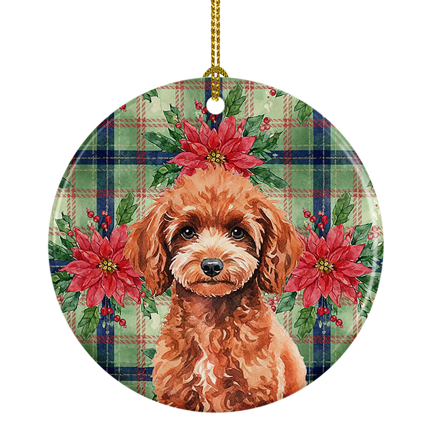 Buy this Miniature Red Poodle Christmas PoinsettIas Ceramic Ornament