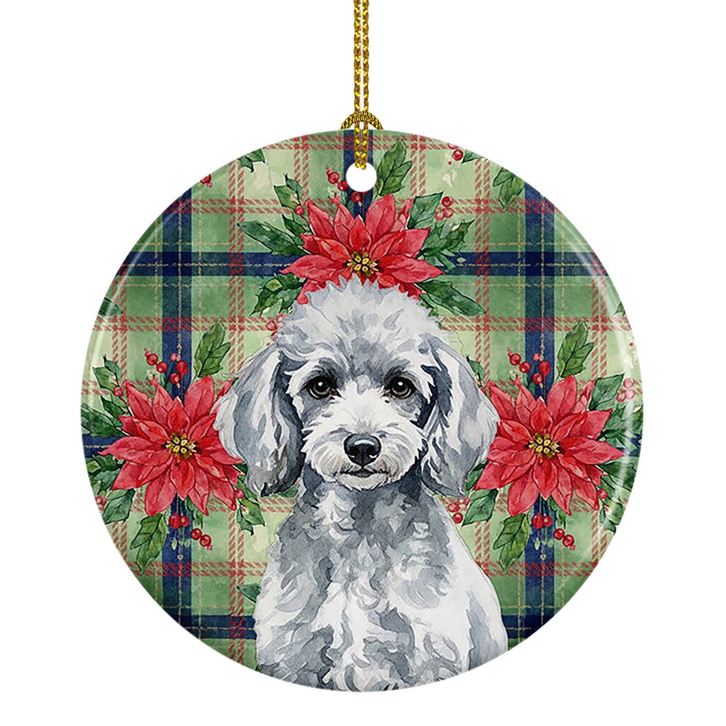 Buy this Miniature Silver Poodle Christmas PoinsettIas Ceramic Ornament