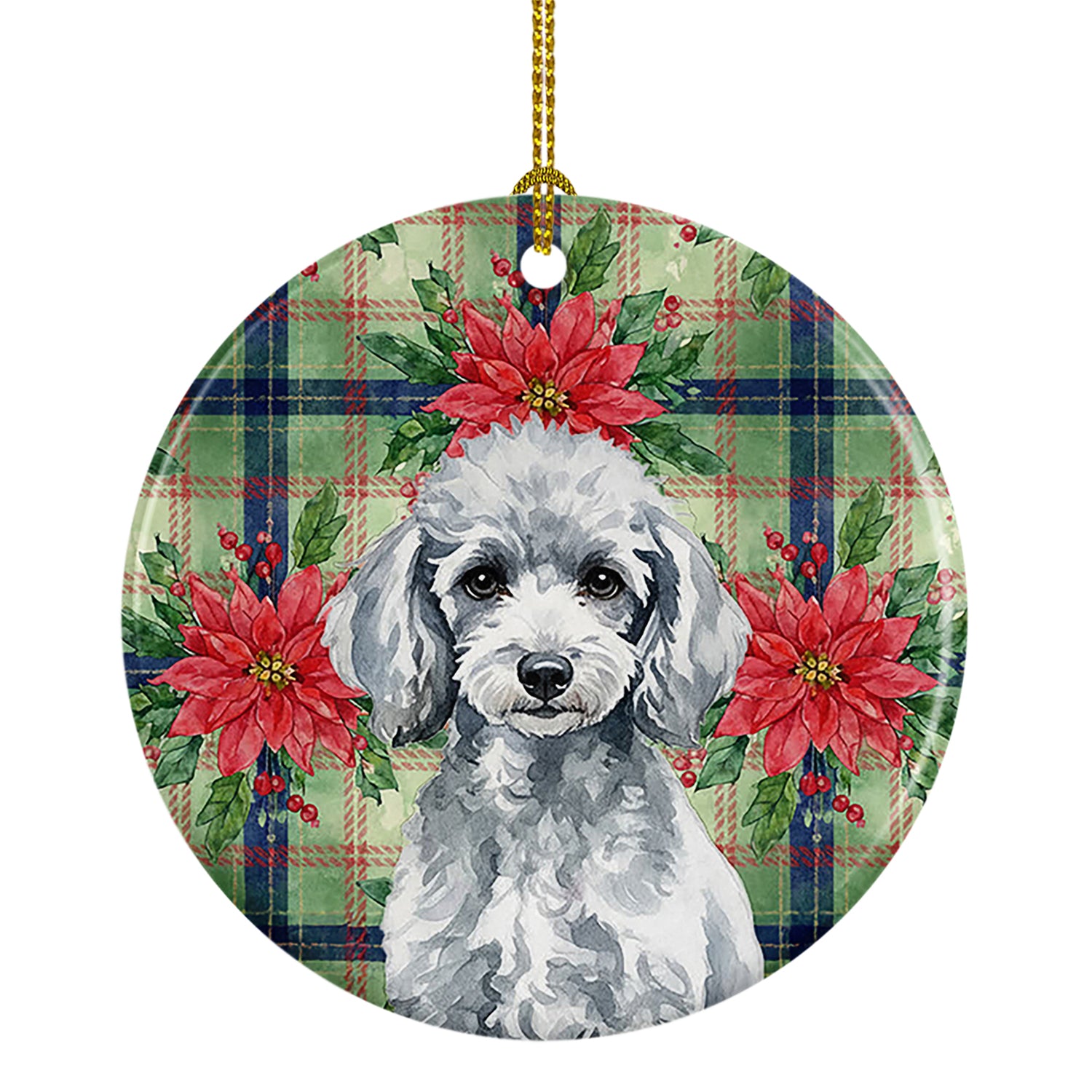 Buy this Miniature Silver Poodle Christmas PoinsettIas Ceramic Ornament