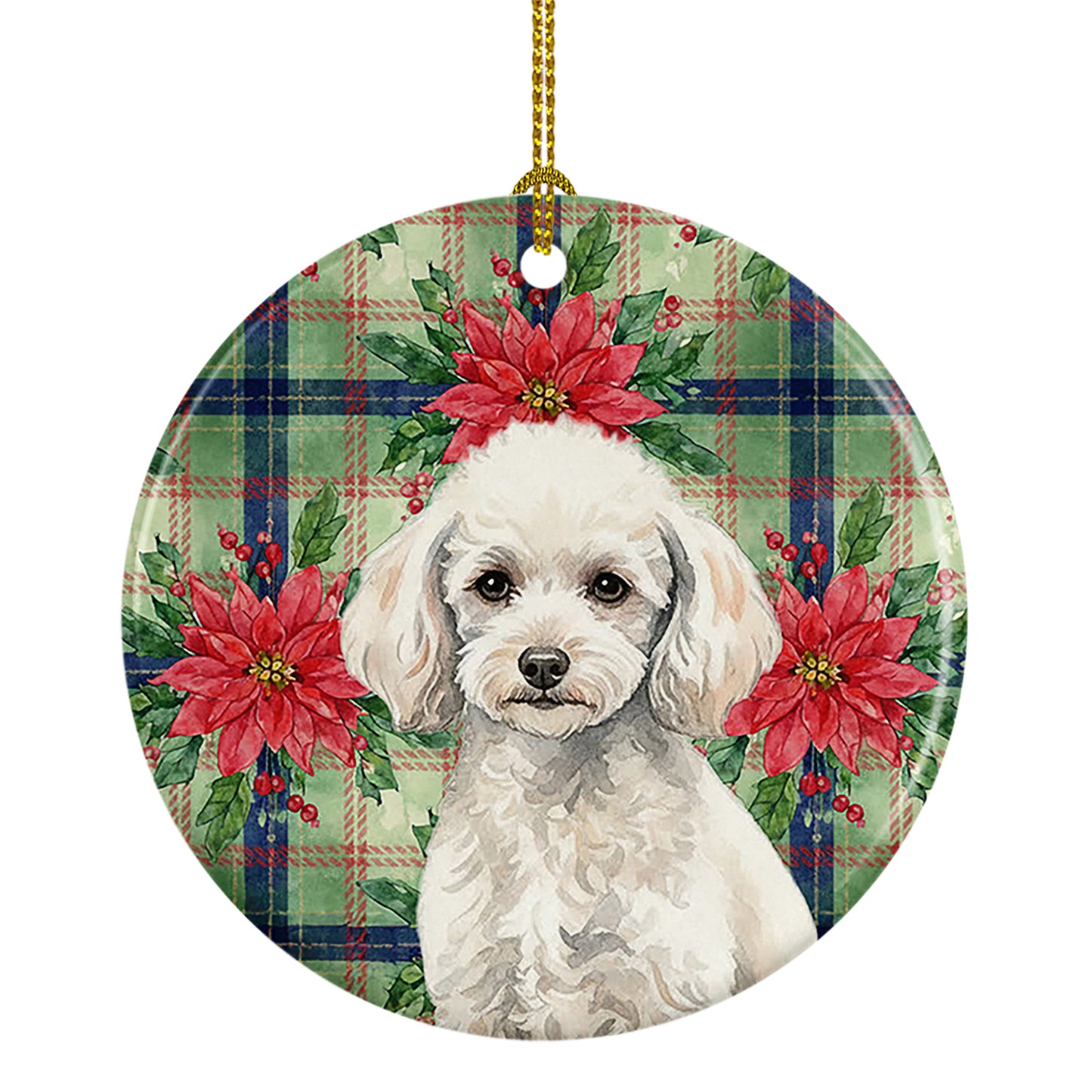 Buy this Miniature White Poodle Christmas PoinsettIas Ceramic Ornament