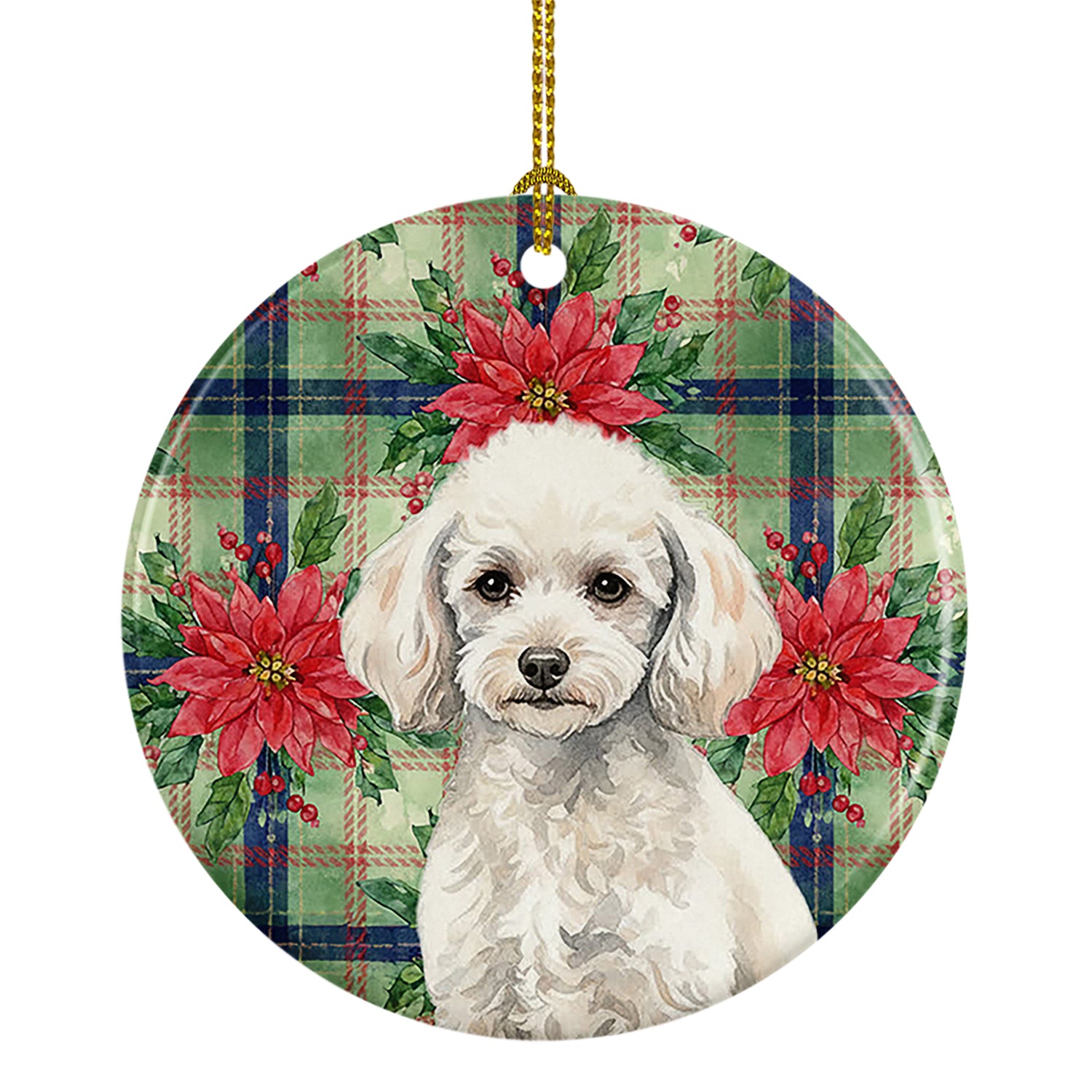Buy this Miniature White Poodle Christmas PoinsettIas Ceramic Ornament