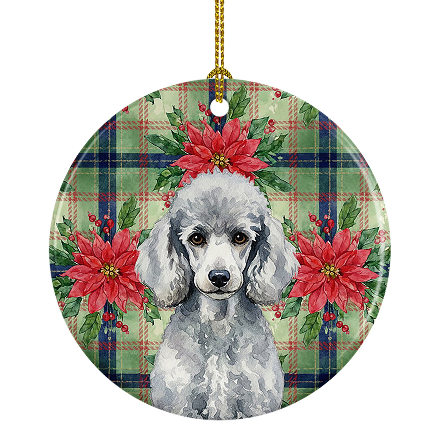 Buy this Standard Silver Poodle Christmas PoinsettIas Ceramic Ornament