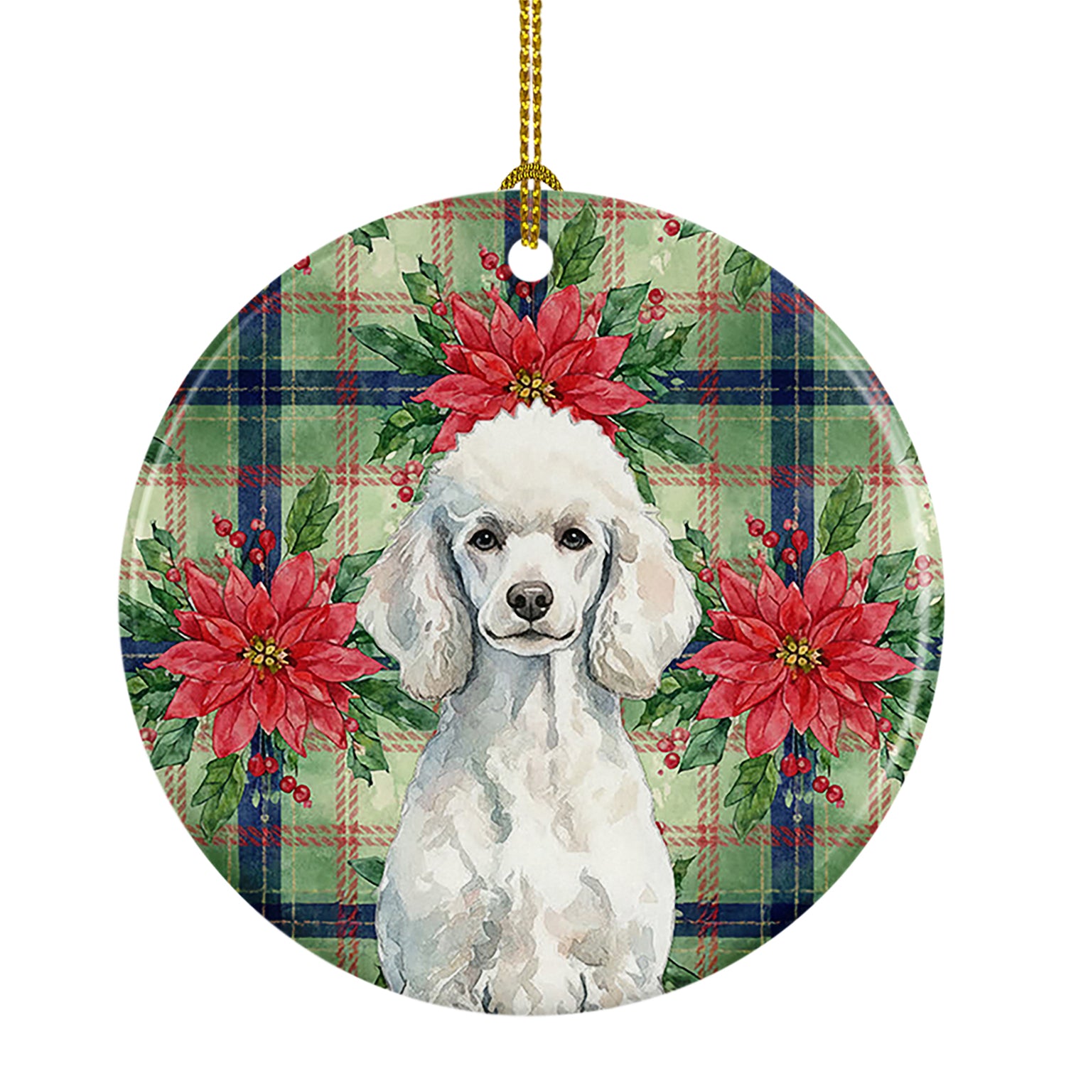 Buy this Standard White Poodle Christmas PoinsettIas Ceramic Ornament