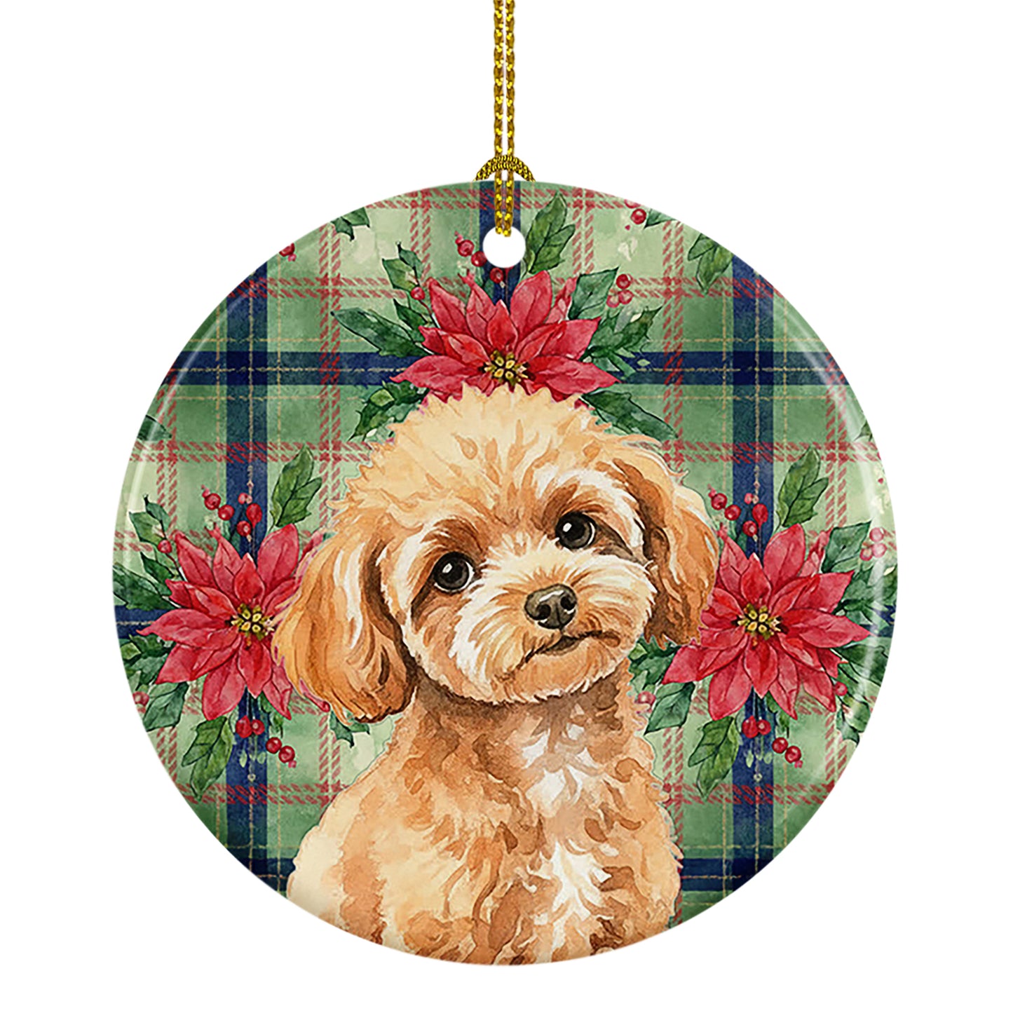 Buy this Toy Apricot Poodle Christmas PoinsettIas Ceramic Ornament