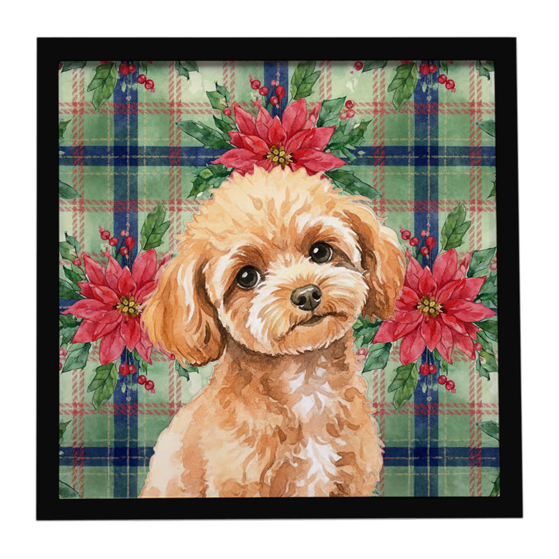 Buy this Toy Apricot Poodle Christmas PoinsettIas Framed Metal Print
