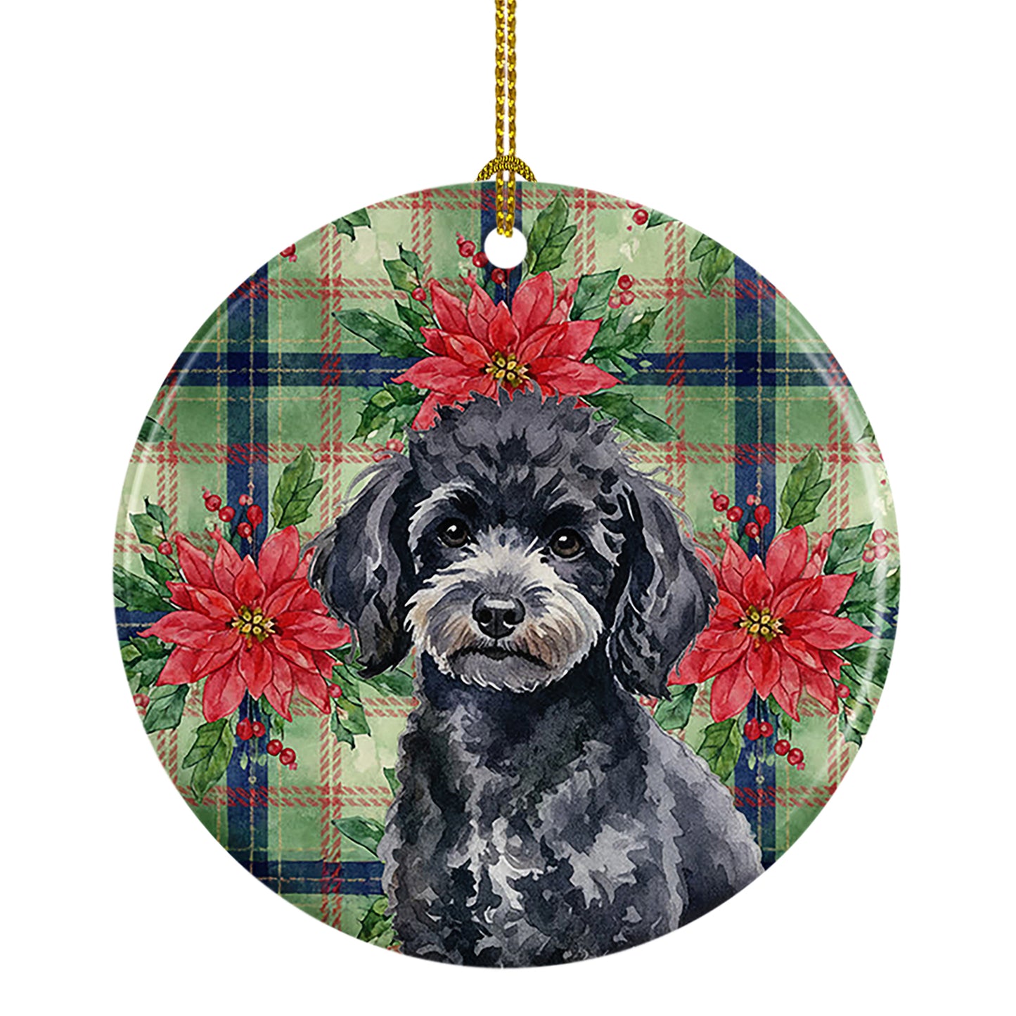 Buy this Toy Black Poodle Christmas PoinsettIas Ceramic Ornament