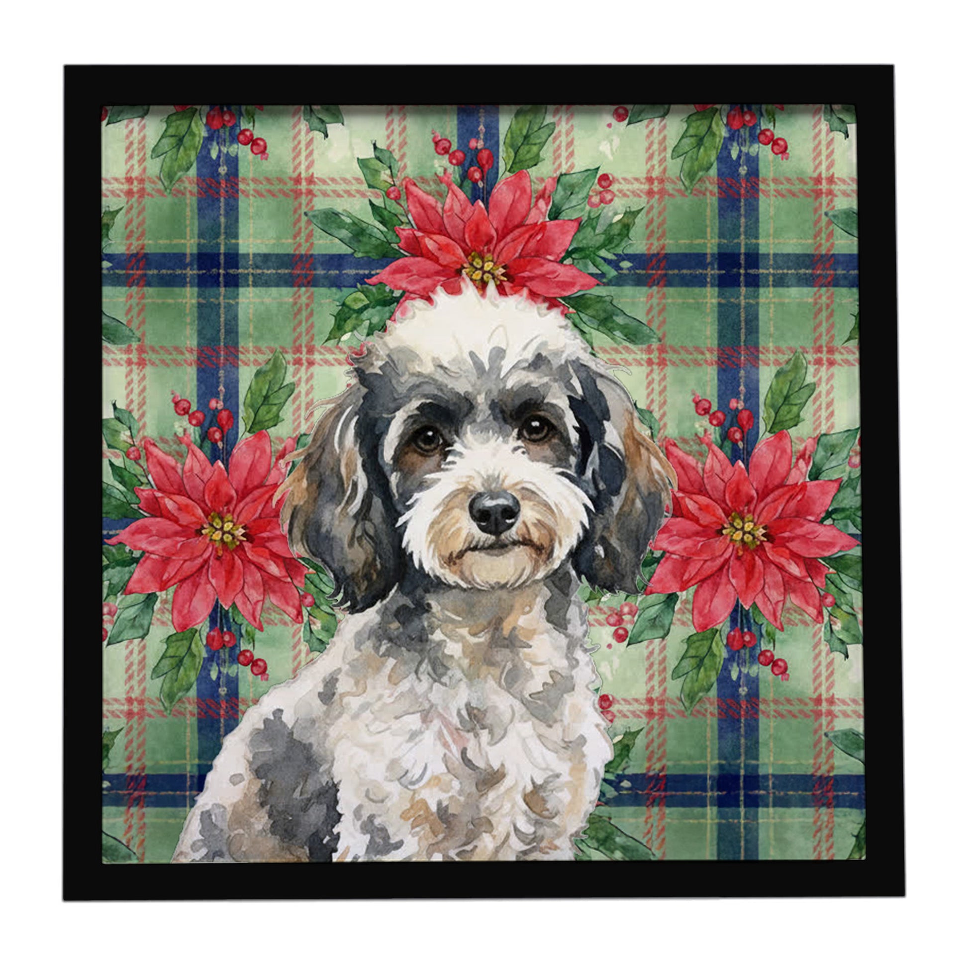Buy this Toy Parti Poodle Christmas PoinsettIas Framed Metal Print