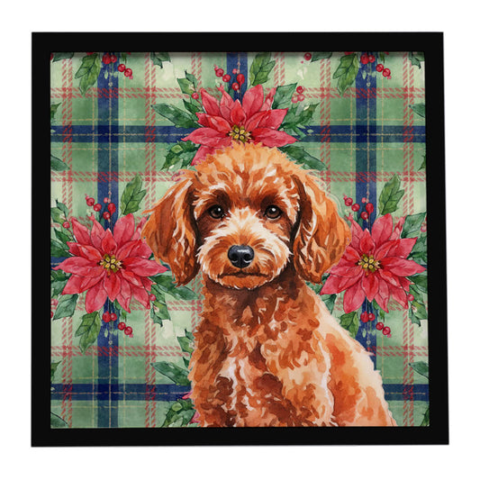 Buy this Toy Red Poodle Christmas PoinsettIas Framed Metal Print